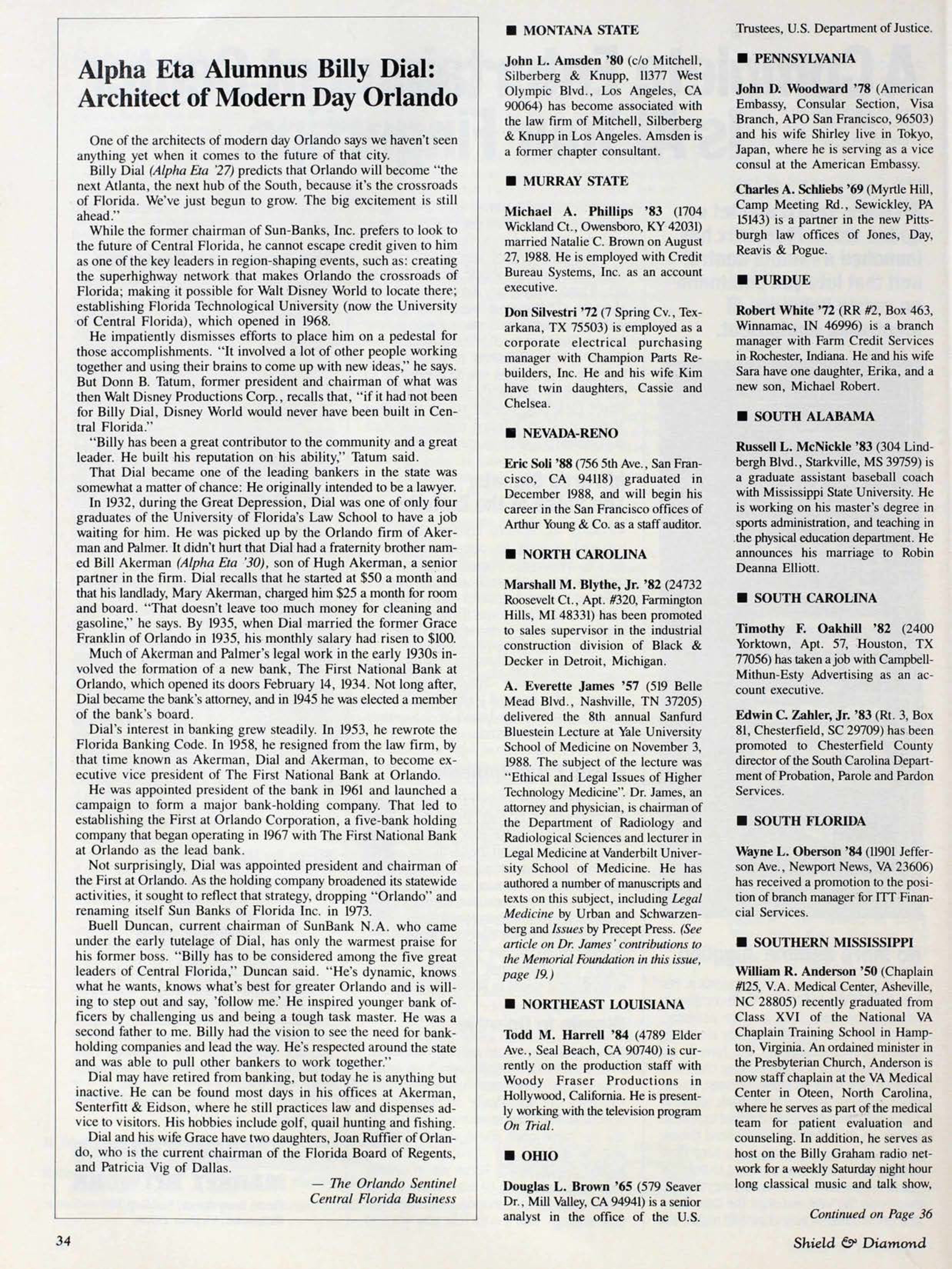 Alpha Eta Alumnus Billy Dial: Architect of Modern Day Orlando